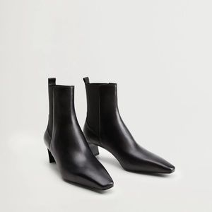 Mango heel leather ankle boots NWT